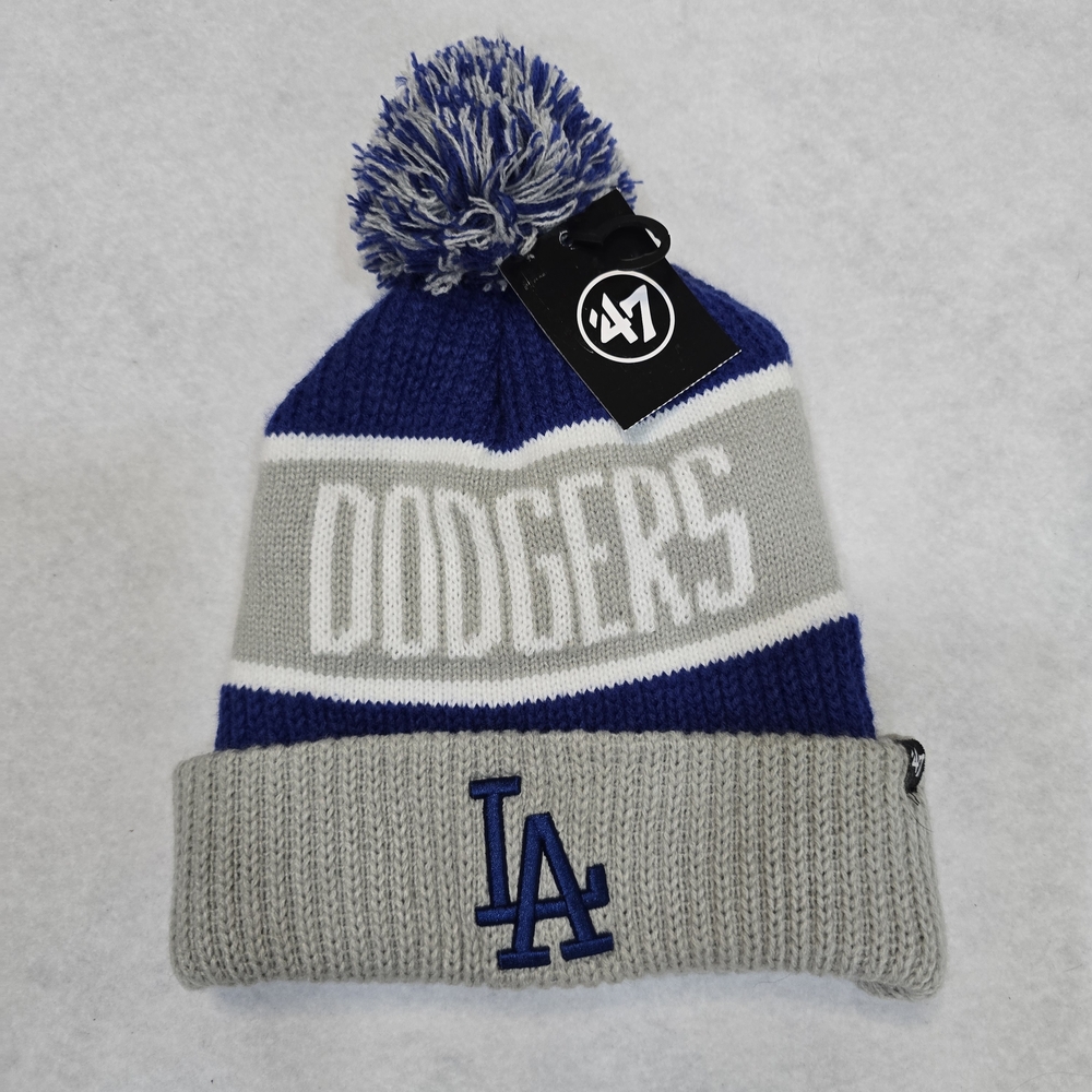 '47 Los Angeles Dodgers Pom Knit Beanie in Royal Blue & Light Gray‎